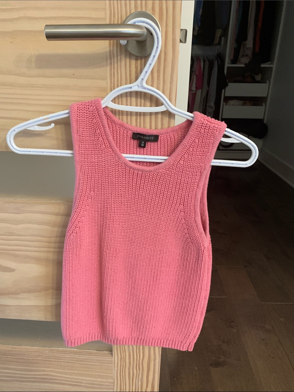 Dynamite Pink Knit Tank Top - Sleeveless Sweater - medium